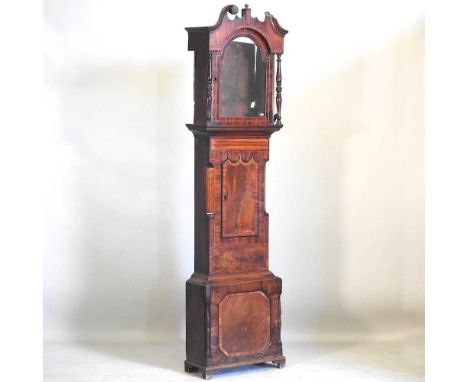 A 19th century mahogany and inlaid longcase clock case, 232cm high