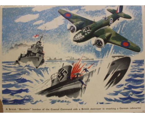 Propoganda Posters  A British Short 'Sunderland' Flying Boat patrolling the sea lanes, designed by Roland Davies, 38 x 51cm, 