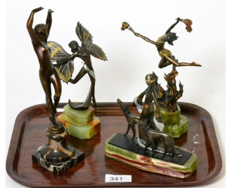 Four Art Deco style spelter figures (4) (a.f)