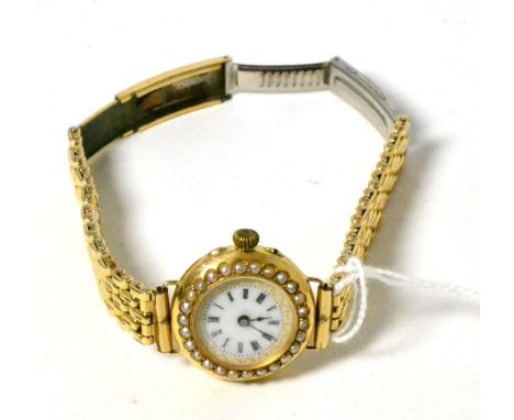 A Continental 14K lady's wristwatch with enamel dial 