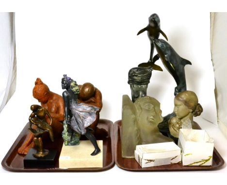 M. Duque (Spanish, b.1967) two sculptures of a nude woman, limited 45/150 and a nude man, limited 55/150; together with other