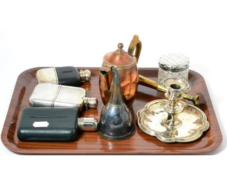 A silver pocket flask and sundry 8.5ozt