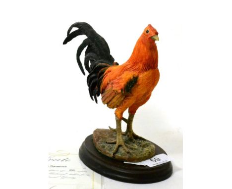 Cotswold Studio Arts 'Old English Gamecock', model No. CSA 067R by David Geenty, limited edition 40/250, on wood base, with c