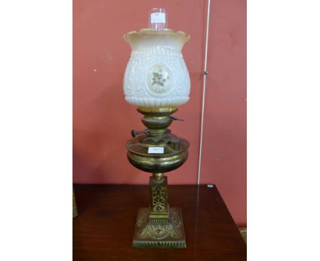 A Victorian brass oil lamp 