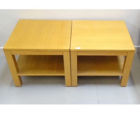 TWO LIGHT OAK SQUARE TOP TABLES (From Simon's Flat)