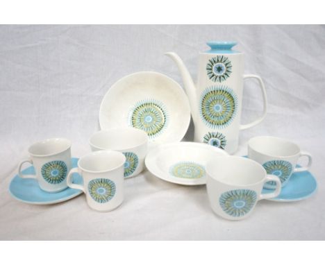RETRO 'J & G MEAKIN' COFFEE SETdecorated with blue geometric circles (June's House)