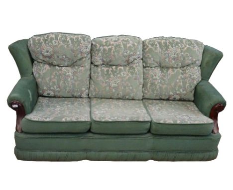 RETRO THREE SEAT SOFA
with floral padded back and seat cushions, 190cm wide (From Port Sunshine Pub)