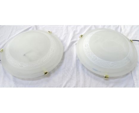 SET OF FOUR OPAQUE GLASS CEILING LIGHT SHADES40cm diameter, with fitments, and a single matching glass ceiling shade (From th