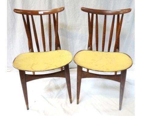PAIR OF RETRO STICK BACK DINING CHAIRSwith brass capped legs  (From Spud's Bedsit)
