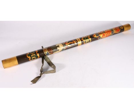 Edinburgh High Constables long stave truncheon, painted with city crest and motto "NISI DOMINUS FRUSTRA", VR cypher, royal ar