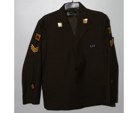 Automobile Association interest, a green brown jacket with Grantham of England label with AA metal collar badges, AA cloth sh
