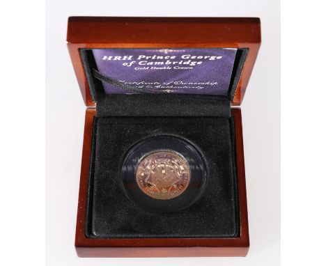 Bradford Exchange TRISTAN DA CUNHA Elizabeth II gold double crown coin 2014, issued to commemorate HRH Prince George of Cambr