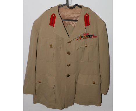 British Army uniform, a light khaki jacket with Robson and Sons (London) Ltd label "BRIGADIER T NAPIER" having Sydney Griffit