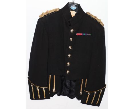 British Army uniform, a British Army black doublet jacket with Jardines of Edinburgh label having Highland Light Infantry HLI