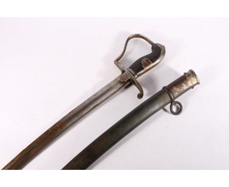 British 1796 pattern style light cavalry trooper's sword, the fullered blade with spine stamped "crown W 15", having steel kn