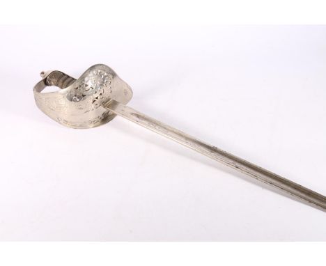 British 1897 pattern infantry officers sword, the fullered blade with ricasso etched "973-6897 arrow up, H in lozenge 91", bl