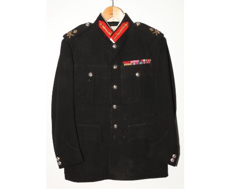 British Army uniform, a British Army dark blue jacket with Hawkes and Co Ltd of Savile Row London label "BRIGADIER JNF Foulke