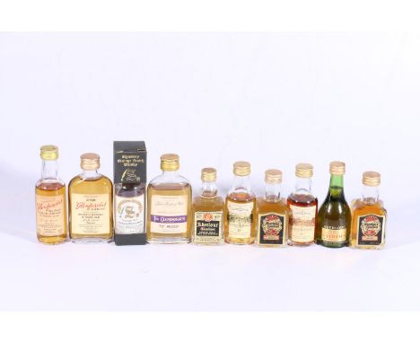 Ten single malt Scotch whisky miniatures including GLENFARCLAS 1969 20 year old sherry cask Signatory bottling, bottle number