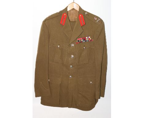 British Army uniform, a British Army khaki green jacket with Austin Reed of Regent Street label having Gaunt of London staybr