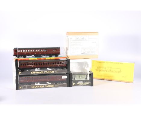Falcon Brass of Swindon 4mm gauge model railway locomotive kit LK70 4-6-0 Cummings Clan Class, Caley Coaches model kit CC9 Ca