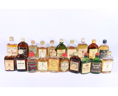 Twenty whisky miniatures including HAIG'S Gold Label, USHER'S Green Stripe, USHER'S Special Reserve, AINSLIE'S Royal Edinburg