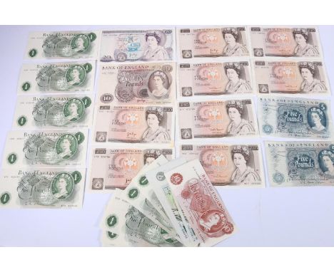 BANK OF ENGLAND twenty pound £20 banknote Pictorial Issue Page D04 581308 BE205e, £10 banknote Portrait Issue Page B48 BE155c