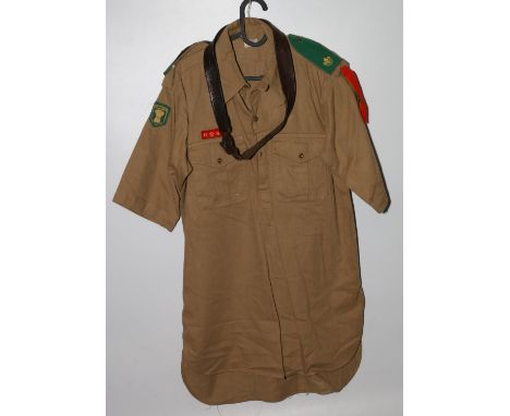 Boy Scouts shirt with Bukta of England label having East Lothian wheat sheaf cloth badge, BOY SCOUTS epaulettes and NS breast