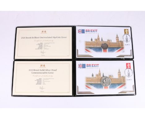Harrington &amp; Byrne "2020 Brexit Brilliant Uncirculated 50p Coin Cover" comprising UNITED KINGDOM BU fifty pence 50p coin 