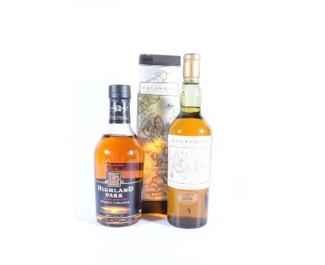 HIGHLAND PARK 12 year old sing malt Scotch whisky, old dumpy style bottle, 70cl 40% abv. and TALISKER 10 year old single malt