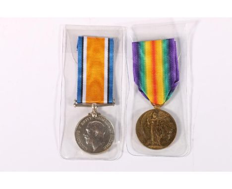 WWI medal pair of K49195 Stoker 2nd Class William Wallace Brown of the Royal Navy including WWI war medal and victory medal [