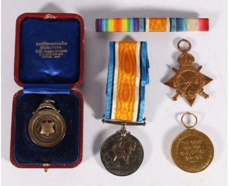 Medals awarded to Private G F Anderson of the Army Service Corps including WWII war medal, victory medal and 1914-15 star [M2