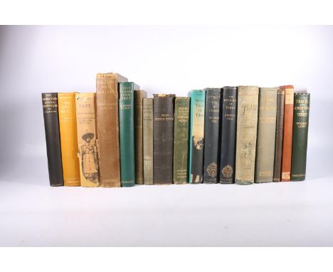 A collection of books relating to Tibet and the Himalayas including In The Land of the Lamas The Story of Trashilhamo by Edwa