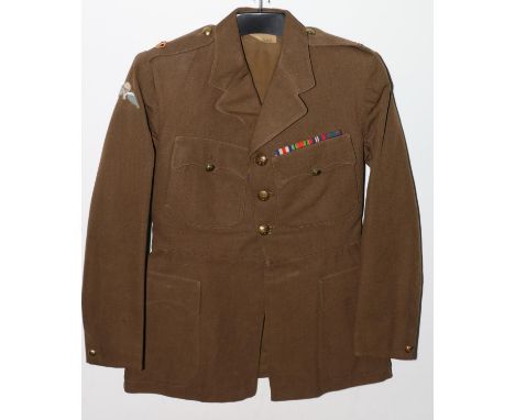 British Army uniform, a khaki green jacket with C F Johns &amp; Pegg label "CAPT MAITLAND" having GRRG (Grenadier Guards) bra