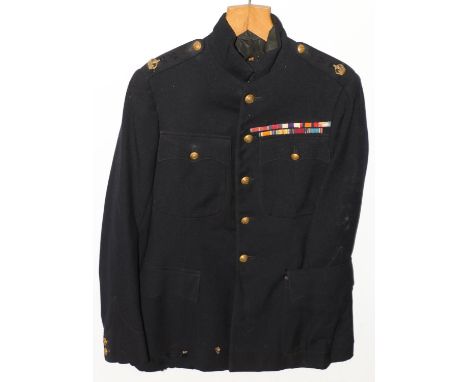 British Army uniform, a British Army dark blue jacket with having Maddox of London GRV brass buttons, epaulette rank insignia