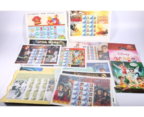 AUSTRALIA, mint stamp sheets including Harry Potter, Lord of the Rings, Elton John, The Simpsons, Star Wars etc. estimate FV 