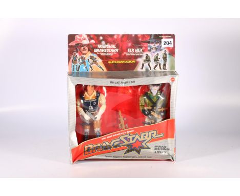 Mattel 3936 BraveStarr Marshal Bravestarr deluxe figure set Marshal Bravestarr and Tex Hex, boxed, appears unopened 