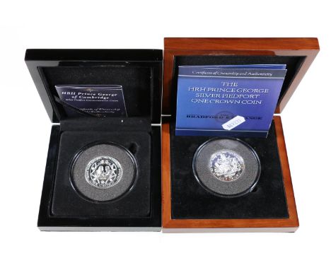 Bradford Exchange "The HRH Prince George Silver Piedfort One Crown Coin" comprising TRISTAN DA CUNHA Elizabeth II silver proo
