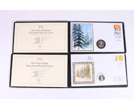 Harrington &amp; Byrne "2019 Peter Rabbit Silver Proof 50p Coin Cover" comprising UNITED KINGDOM silver proof fifty pence coi