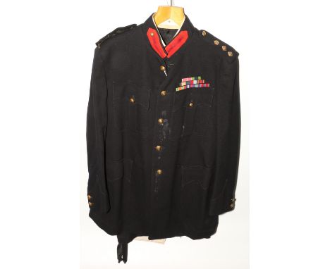 British Army uniform, a British Army dark blue jacket having E Stillwell Royal Engineers brass buttons, epaulette rank insign