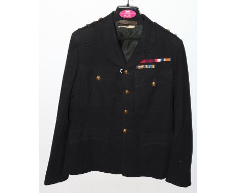 British Army uniform, a British Army dark blue jacket having Gaunt and Sons of London Royal Engineers brass buttons, epaulett