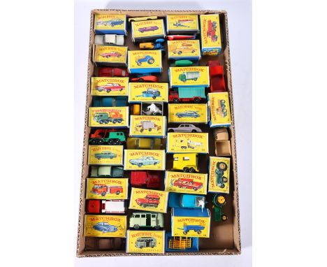 24 Matchbox Toys 1-75 Series diecast model vehicles including 28 Jaguar mark 10, 29 Fire Pumper Truck, 29 Austin A55 Cambridg