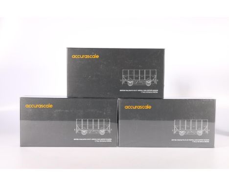 Three Accurascale OO gauge model railways wagon sets including set F ACC1011-HUO-F British Railways HOP24/HUO 24.5t hopper wa