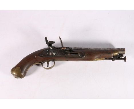 Georgian flintlock pistol by Woolley, Sargant and Fairfax, the 22cm long barrel with proof marks, lock with makers name stamp