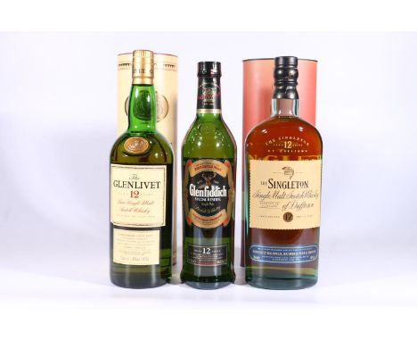 THE GLENLIVET 12 year old single malt Scotch whisky 1litre 40% abv. boxed, GLENFIDDICH 12 year old special reserve single mal