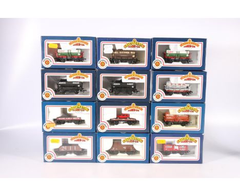 Twelve Bachmann Branch-Line OO model railways rolling stock wagons including 33104 R Taylor &amp; Sons Dundee, 33200 12 ton f