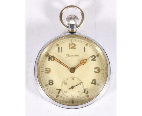 Helvetia military style pocket watch, the dial with Arabic numerals, luminous hands and dot markers and subsidiary seconds di