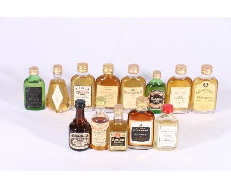 Thirteen single malt Scotch whisky miniatures including STRATHISLA 8 year old 40%, LINKWOOD 70proof, GLENFARLCAS-GLENLIVET 8 