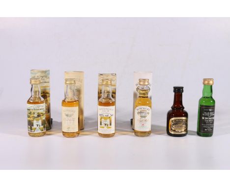 Three Bowmore Islay single malt Scotch whisky miniatures including Legend bottled to commemorate the tenth anniversary of CHA