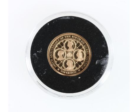 ALDERNEY Elizabeth II gold proof sovereign 2019 issued to commemorate 200 years since the birth of Queen Victoria, four portr