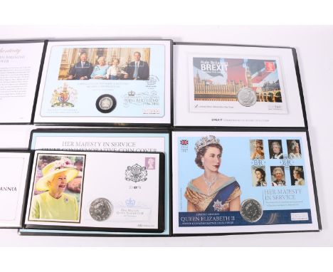 Westminster Mint numismatic philatelic coin first day covers including UNITED KINGDOM 1 oz Britannia silver two pound coin Ru